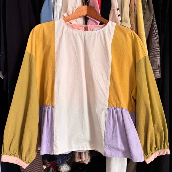 Colorblock 3/4 Sleeve peplum Top by LF Markey (Devon Top) - Picture 12 of 12